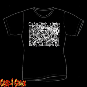 Wood Burning "My Soul Dwells in Heaven, But Heart Belongs to Hell Design Baby Doll Tee