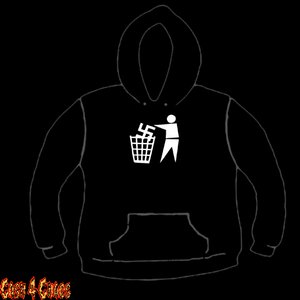 Anti Nazi "Nazism in The Trash" Design Screen Printed Pullover Hoodie