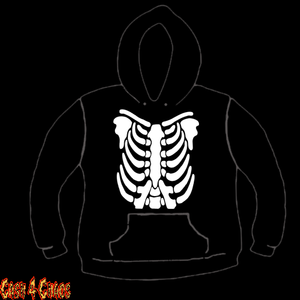 Ribcage Design Screen Printed Pullover Hoodie