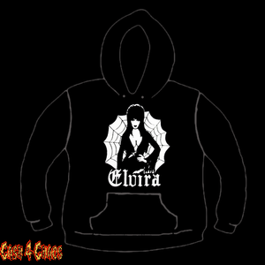 Elvira "Mistress of The Dark" Horror Hostest Design Screen Printed Pullover Hoodie